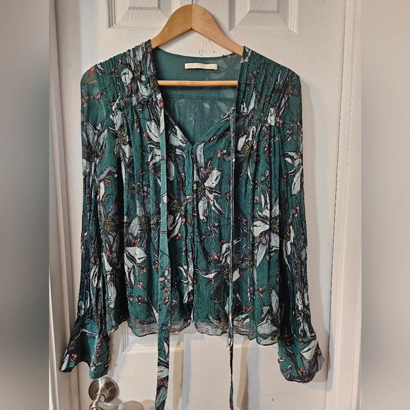 Jason WuFloral Print Tie Neck Silk Blouse - Picture 4 of 7